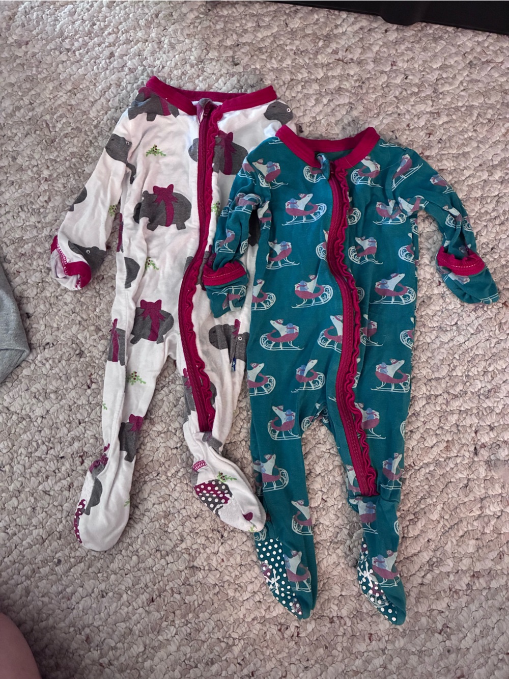 Kickee Pant baby girl zip up footie pajamas